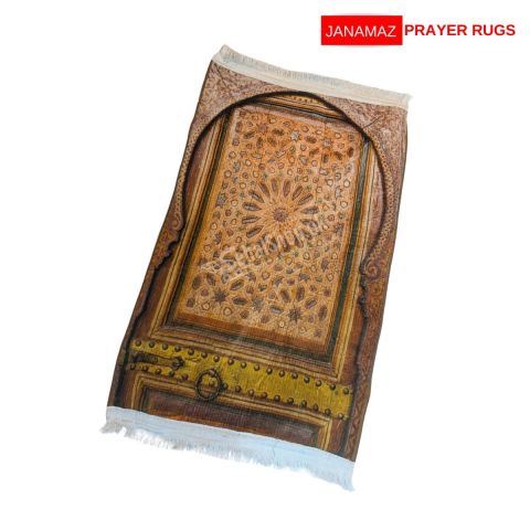 Dark Blue Beautiful Floral Mehrab Design Janamaz/Prayer Rug