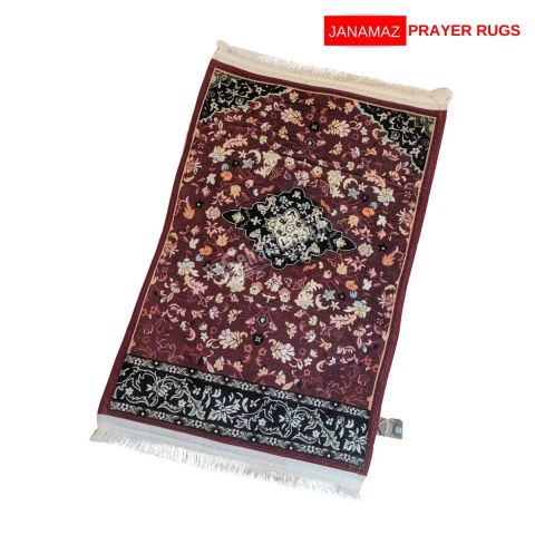 Dark Blue Mehrab Design Janamaz/Prayer Rug