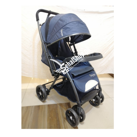 Blue And Black Stroller with Food Tray