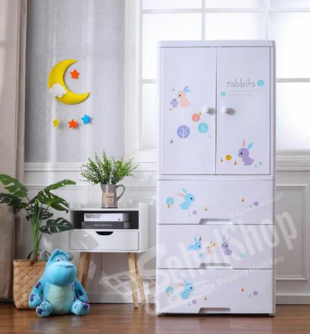 Rabbit Two Door With Three Drawers Plastic Cabinet