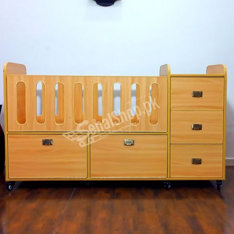 Wood Color Newborn Baby Cot With Three Drawers Chester
