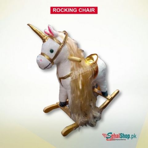 Ride-On-Horse White With Horn Rocking Chair/Rocking Horse 