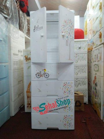 Artistic Conception Two Door With Four Drawers Storage Cabinet 