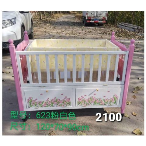Pink Wooden Crib Wooden Baby Cot Baby Cot With Swing 