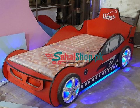 Red Car Bed for Kids With Lightning 
