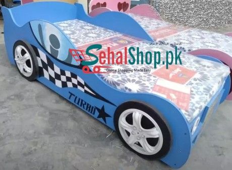 Blue Turbo Racing Car Bed For Kids 