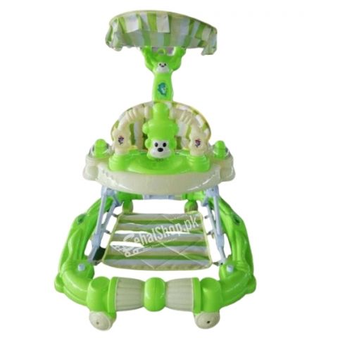 Green Four Wheels With Umbrella Baby Walker