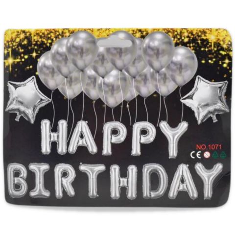 Silver Color Happy Birthday Foil Ballon 16-Inches