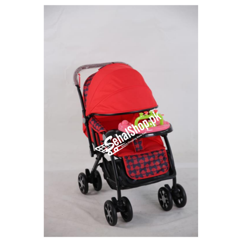 Red And Black Comfortable Stroller With Toys For Newborn Baby