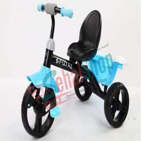 Sky Blue & Black Tricycle For Kids