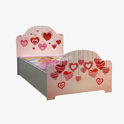 Hearts Theme Girls Room Bed For Boys With Side Table