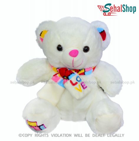 Adorable White Teddy Bear Stuffed Toy - 8 Inches
