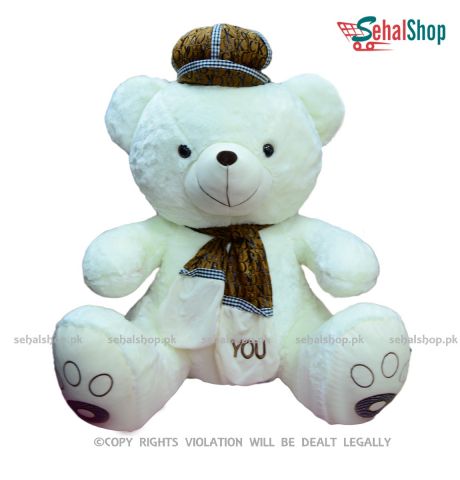 Big Bulky Teddy Bear Pure White Stuffed Toy - 3 Feet