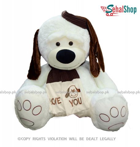 Cute Big Fluffy Puppy Pure White Stuffed Toy - 3 Feet