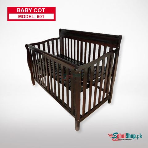 Brown Baby Wooden Cot With Bars Baby Crib