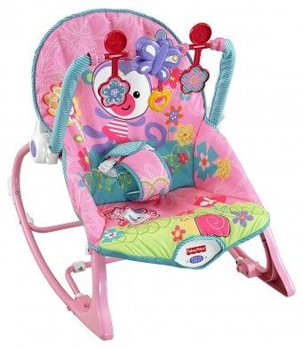 Infant-To-Toddler Pink Baby Girls Rocker With Hanging Toys