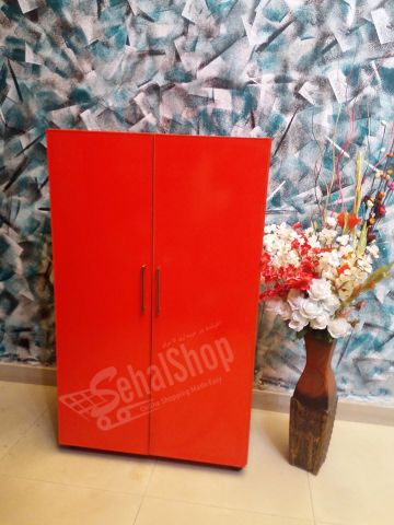 Red Color Stylish 2 Door Wooden Wardrobe -Red