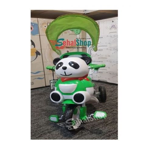 Green & White Panda Kids/Baby Tricycle With Push Bar 