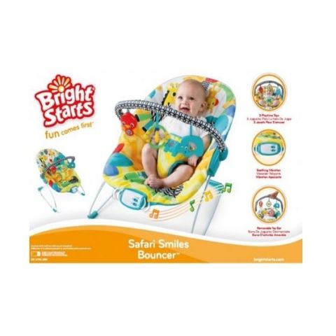 Bright Starts Safari Smiles Bouncer With Hanging Toys 