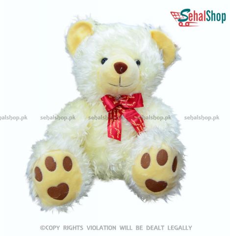Shaggy Teddy Bear Stuffed Toy Off White Color - 2 Feet