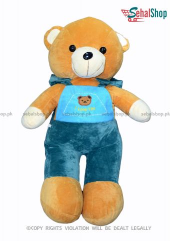 Soft Cute Hugging Teddy Bear Blue with Hoodie Wear - 2.5 Feet