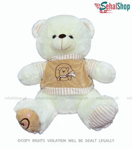 Soft White Shaggy White Teddy Bear Stuffed Toy - 2 Feet