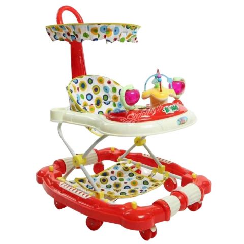 Red Baby Push Walker With Umbrella And Push Bar 
