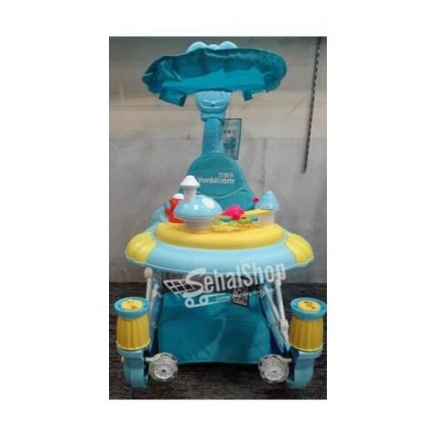 Light Blue And Yellow Baby Walker With Umbrella
