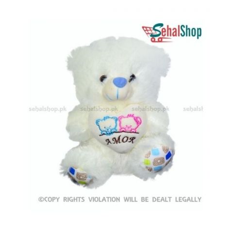 Adorable White Teddy Bear Stuffed Toy - 6 Inches