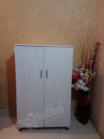 Red Color Stylish 2 Door Wooden Wardrobe -White