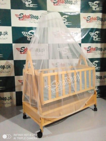 Wooden cradle with mosquito net cheap